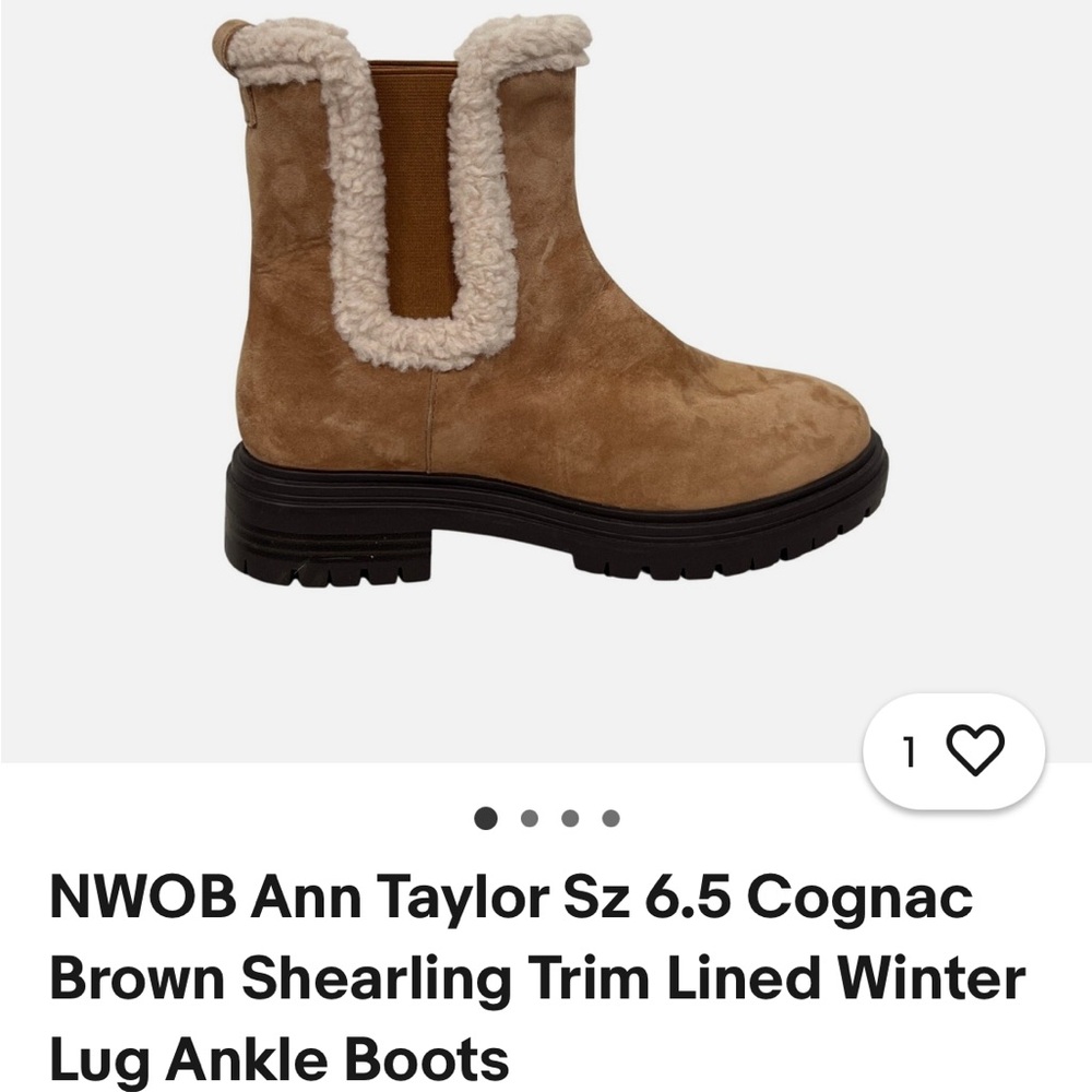 Ann Taylor Tan Shearling Trim Ankle Boots